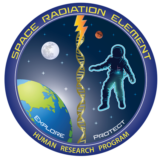 Logo con un astronauta, una doppia elica di DNA colpita da un fulmine, la Terra, la Luna, Marte e le scritte Explore e Protect